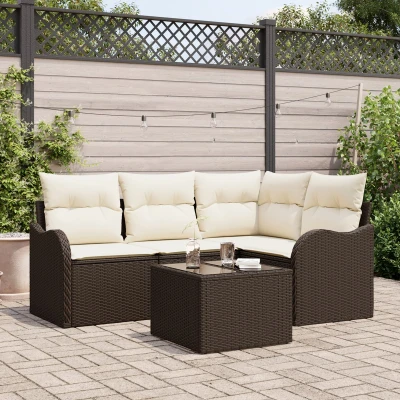 Afbeelding van vidaXL 4 delige tuinset met kussens in grijs poly rattan