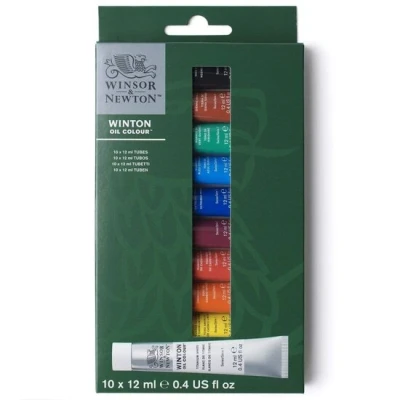 Afbeelding van Winsor &amp; Newton 1490701 Winton fijne olieverf van hoge kwaliteit met gelijkmatige consistentie, lichtecht, dekkingskracht en rijk aan pigmenten Beginners set 10x12ml