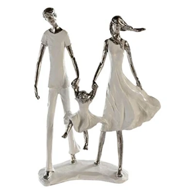 Afbeelding van Casablanca modernes Design Sculptuur familie familiegeluk wit/zilver polyhars hoogte 31 cm