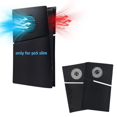 Afbeelding van Mcbazel PS5 Slim Faceplate Replacement Hard Side Panel Plate Durable ABS Protective Cover with Cooling Vent Accessories for Playstation 5 Digital Edition Black