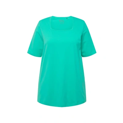 Afbeelding van Ulla Popken Carreeausschnitt Halbarm Tshirt basic, Dames, Maat: 42/44, Turquoise green