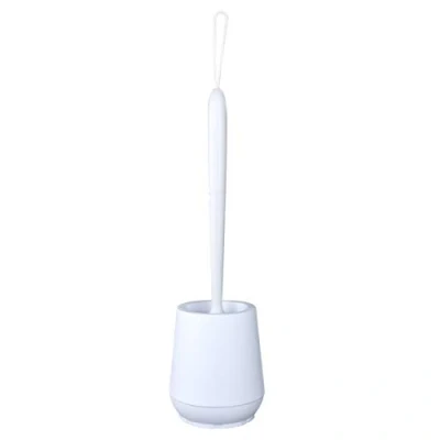 Afbeelding van BoBoHome Siliconen Wc Toiletborstel Platte Kop Flexibele Zachte Haren Borstel Met Sneldrogende Houderset Reinigingsborstel Wit