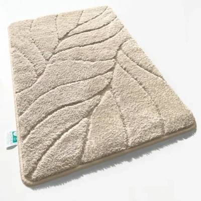 Afbeelding van Floordirekt badmat, extra pluizig en sneldrogend, badkamertapijt met antislip achterkant, douchemat (Maris), ivoor, 60 x 120 cm