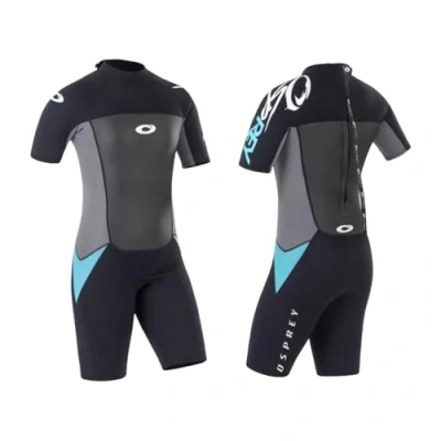 Afbeelding van Osprey Origin Dames 3/2mm Neopreen Shorty Wetsuit in Blauw Ideaal voor Surfen &amp; Watersport Small 32&quot; Geschikt voor: Lengte 160 165 cm Borst 83 88