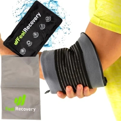 Afbeelding van Warm Koud Kompres voor Elleboog, Arm of Schouderpijn (28x17 cm) Hot &amp; Cold Gel Pack Herbruikbaar Koelkompres met Fixatieverband Koude en Warmte Therapieën