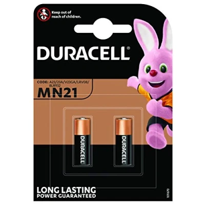 Afbeelding van 2 x Duracell 23A, 23AE, A23, V23GA, MN21, LRV08 12v, alkalinebatterijen voor autobeveiligingsalarmsystemen en autosleutels