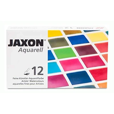 Afbeelding van Honsell 89912 Jaxon Aquarelverf, fijne kunstenaars aquarelverf in set, 12 halve napjes, heldere intense kleuren, hoogwaardige kunstenaarspigmenten, kleurrijk