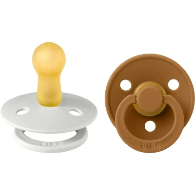 Afbeelding van BiBS Colour Pacifier Stage 1 Fopspeen 0+ maanden 2 stuks Haze / Caramel
