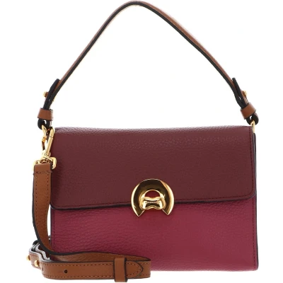 Afbeelding van COCCINELLE Leren Handtas Schoudertas Binxie Tricolor Handbag Grained Leather Brandy / Rosewood Cuir Veelkleurig