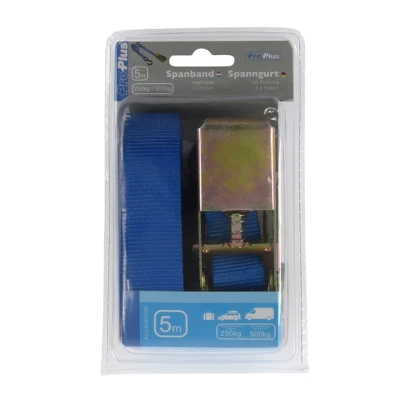 Afbeelding van Pro Plus Spanband met Ratel Inclusief 2 Haken Blauw 25 mm x 5 meter