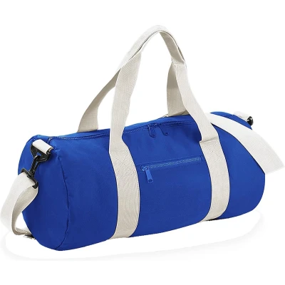 Afbeelding van Bagbase Gewoon Varsity Barrel / Duffle Bag (20 Liter) (Helder koninklijk/off wit)