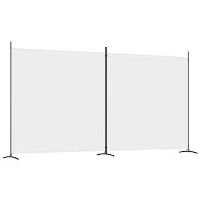 Afbeelding van vidaXL Kamerscherm met 2 panelen 348x180 cm stof wit, scheidingswand, decoratief scherm, kamerafscheiding, ruimteverdeler, woonkamerscherm