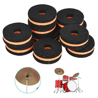 Afbeelding van 10pcs Cymbal Felts Crash Clutch Felt Drum Set Stand Washer 35mm Size Black Orange