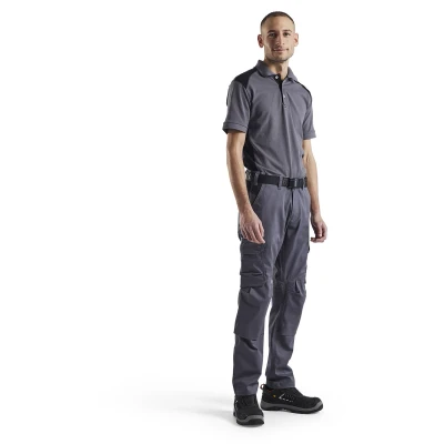 Afbeelding van Blaklader Industrie werkbroek stretch met kniezakken 1448 1832 Medium Grijs/Zwart D104