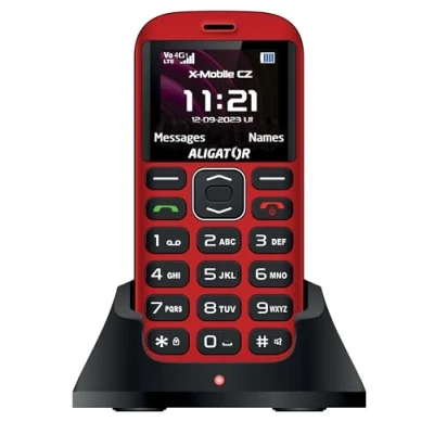 Afbeelding van ALIGATOR Senioren grote toetsen 4G/LTE mobiele telefoon AZA720RB met SOS knop en locator. Kleurendisplay 1,8&quot;, Dual SIM, kleur rood zwart.