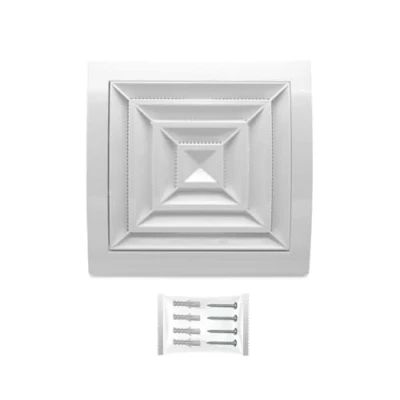 Afbeelding van H&amp;C VENT Ventilatierooster Lamellen 100 mm Diameter 150 x Wit met Insectenbescherming HVAC Afzuigkap Kanaalkap ABS Pijp Vierkant
