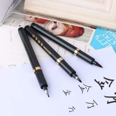 Afbeelding van Inktpenseelpen 3 maat zwarte Shodo Japanse Chinese kalligrafie pen voor beginners schrijven, belettering, handtekening, illustratie, ontwerp (pak van stuks)