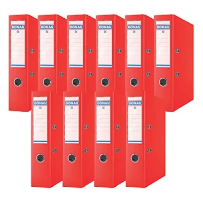 Afbeelding van DONAU Premium Folder Wide Pack van 10 / DIN A4 7,5 cm stuks/rood/plastic omslag PP/karton papier sleufmap kantoormap ringmap/groene stip