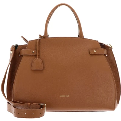 Afbeelding van COCCINELLE Leren Handtas Schoudertas Kliche Handbag Grained Leather Cuir Terracotta