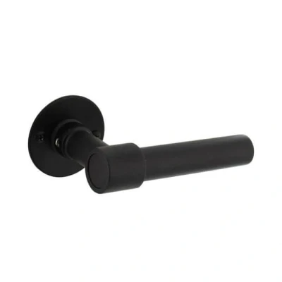 Afbeelding van Deurklink L/L model met rozet 2mm RVS/zwart