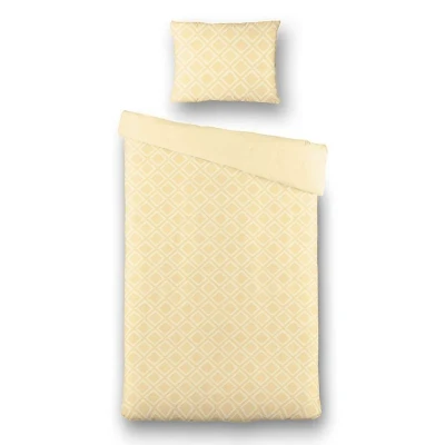 Afbeelding van Dekbedovertrek Ibiza Saar 2 persoons (200x200/220 cm) Microvezel Ruiten WitGeel Fresh &amp; Co Ga naar Dekbed Discounter.nl