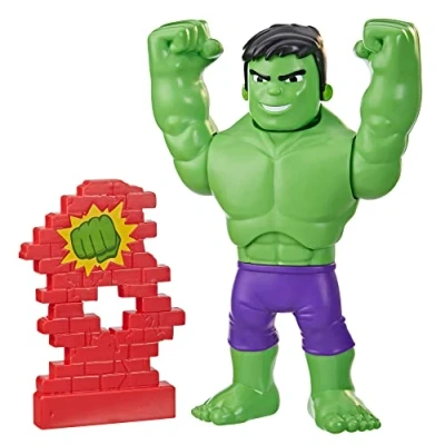 Afbeelding van Marvel Spidey and His Amazing Friends Power Smash Hulk speelgoed voor peuters, actiefiguur van 25 cm met verschillende gelaatsuitdrukkingen, vanaf 3 jaar