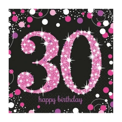 Afbeelding van Servet Sparkling 30 zwart roze 33x33cm 16 stuks