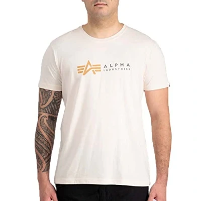 Afbeelding van Alpha Industries Label Tshirt print, Heren, Maat: Small, Jet stream white