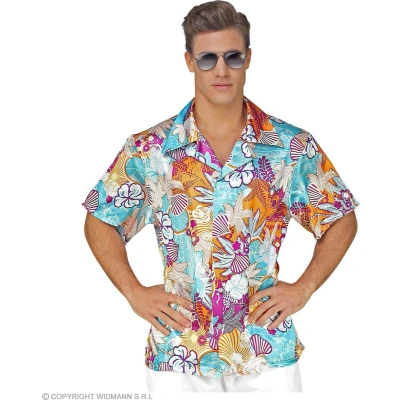 Afbeelding van Widmann Hawaii &amp; Carribean Tropisch Kostuum Shirt Koele Magnum Man Multicolor Large Carnavalskleding Verkleedkleding
