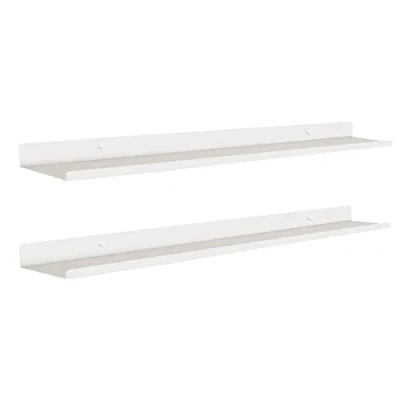 Afbeelding van &quot;MILUKA Set 2 Wandplanken Metaal 110 cm Wit Zwevende Plank voor Decoratieve Afbeeldingen Keuken organizer en Wandplank Decoratie woonkamer Muurplank Plantenstandaard (2. Wit)