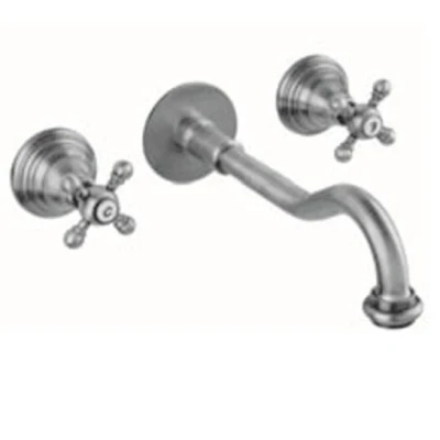 Afbeelding van PB klassieke inbouw muurkraan met sterknoppen 25 cm uitloop Chroom 1208855112