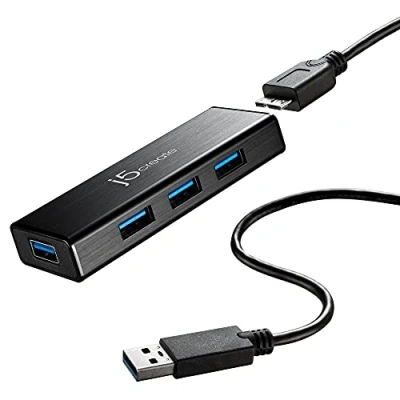 Afbeelding van j5create JUH340 N USB 3.2 Gen 1 hub 4 poorten Zwart