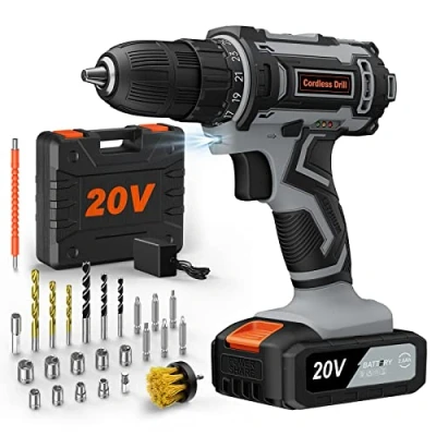 Afbeelding van FAHEFANA Accuboormachine 20V, 42Nm Max, met 2000mAh/2.0Ah batterijen