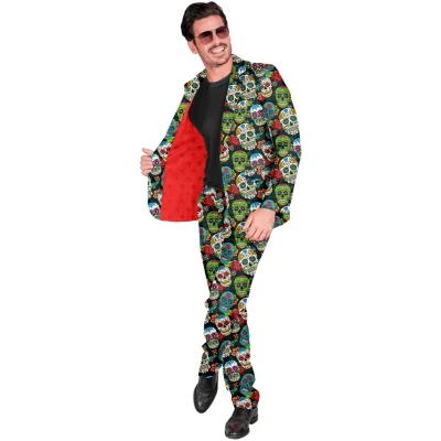 Afbeelding van Widmann Spaans &amp; Mexicaans Kostuum Dag Van De Doden Manolito Skull Multicolor Large Carnavalskleding Verkleedkleding