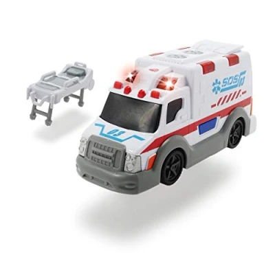 Afbeelding van Dickie Toys Action Series Ambulance, ziekenwagen inclusief batterijen, 15 cm Single wit