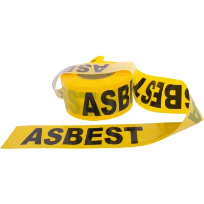 Afbeelding van Kortpack Asbest Afzetlint 75mm X 250mtr Geel Lint Met Zwarte Opdruk (1 Rol)