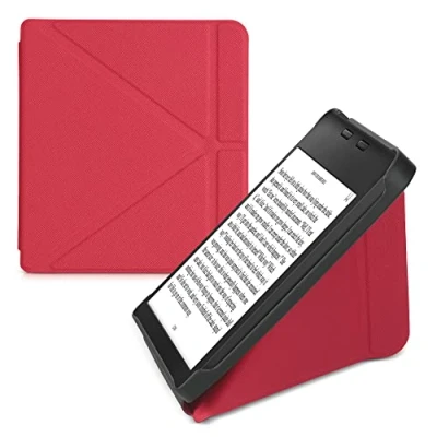 Afbeelding van kwmobile e reader hoesje compatibel Met Tolino Vision 6 hoes standaard Ereader cover van kunstleer In donkerrood