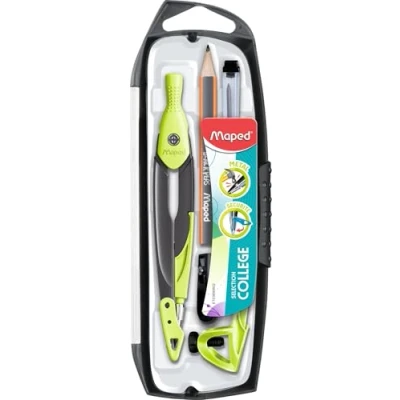 Afbeelding van Maped 5 delige set 1 metalen passer Open Mine + universele ring potlood puntenslijper pennenetui verwisselbare accessoires voor college groen