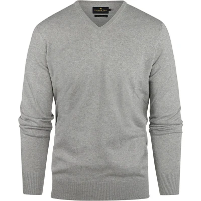 Afbeelding van Steppin&#039; Out Trui Cashmere V hals Melange Grijs Maat XXL Heren Pullovers