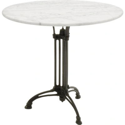 Afbeelding van Terrastafel rond met wit marmeren blad, 80 cm, hoogte 73 cm