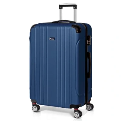 Afbeelding van Todeco Grote trolley, 78 cm, dubbele wielen, reiskoffer, trolleys, 4 lichte harde schaal van ABS, x 51 28 90 liter, donkerblauw, L (78cm 90L)