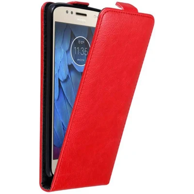 Afbeelding van Cadorabo Hoesje geschikt voor Motorola MOTO G5S in APPEL ROOD Beschermhoes Flip Case Cover magnetische sluiting