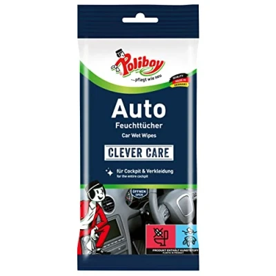 Afbeelding van Poliboy Stofmeester auto vochtige doekjes perfect voor de grondige reiniging van het interieur afzonderlijk 1 x 20 stuks Made in Germany