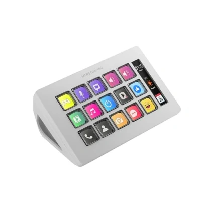 Afbeelding van MARSGAMING MSD ONE, Control Panel Slim, 15 Aanpasbare LCD Toetsen, Vergroot Display, Besturingssoftware en Plug ins, Compact met Ergonomisch Slank Ontwerp, Windows MacOS, Wit