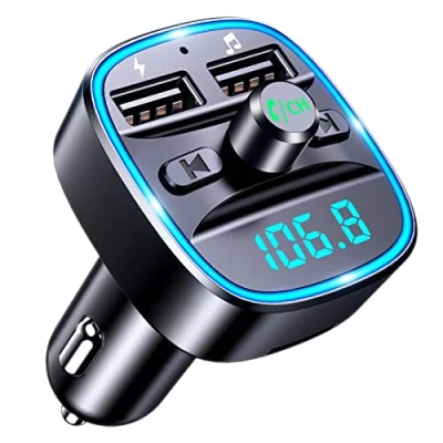 Afbeelding van Mohard Bluetooth FM Transmitter for Car, Car Adapter MP3 Player Transmitter, Hands Free Calling, Dual USB Ports (5V/2.4A &amp; 1A), LED Screen, Support TF Card Flash Drive