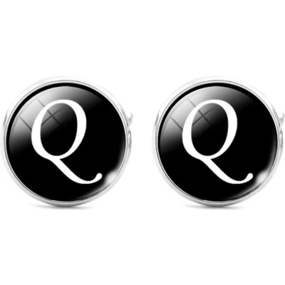 Afbeelding van Montebello Manchetknopen Letter Q Heren Metaal Glas ∅16mm