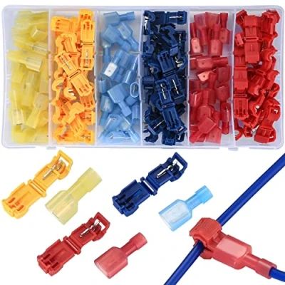 Afbeelding van Vwoqiy 120 stuks aftakverbinderset (60 T aftakverbinders + 60 platte stekkers snelconnector), kabelverbinders, kabelklemmen, snelverbinders 0,5 4 mm² (drie kleuren 120)