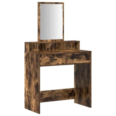 Afbeelding van vidaXL Gerookt eiken Bewerkt hout 79 x 41 140 cm Spiegel Kaptafel