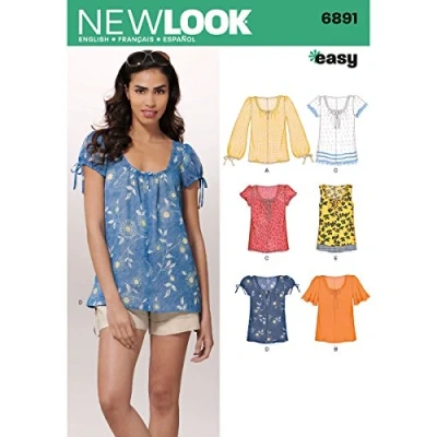 Afbeelding van Simplicity New Look Easy Pattern 6891 damesslip met variaties op de mouwen, maten 38 40 42