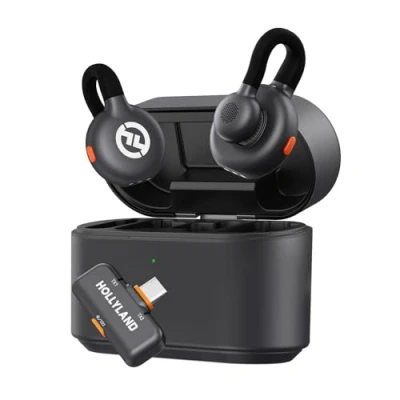 Afbeelding van Hollyland Lark M2S Draadloze lavaliermicrofoon met USB C stekker voor iPhone 15/16 en Android, titanium clip, plug and play, ruisonderdrukking, 300 m bereik, 27 uur batterijduur vloggen